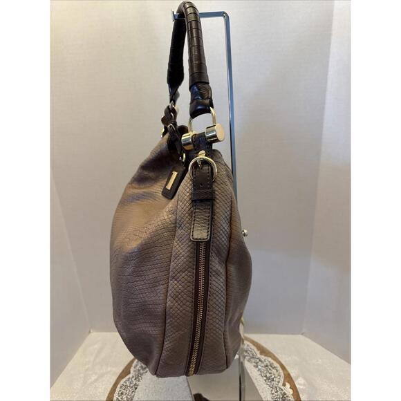 Antonio Melani Cowhide Leather Snakeskin Hobo Shoulder Bag Purse - Picture 5 of 9